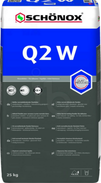 SCHÖNOX Q2 W Schonox Q2 W Stofgereduceerde, witte, normaal afbindende flexlijm zak 25 kg